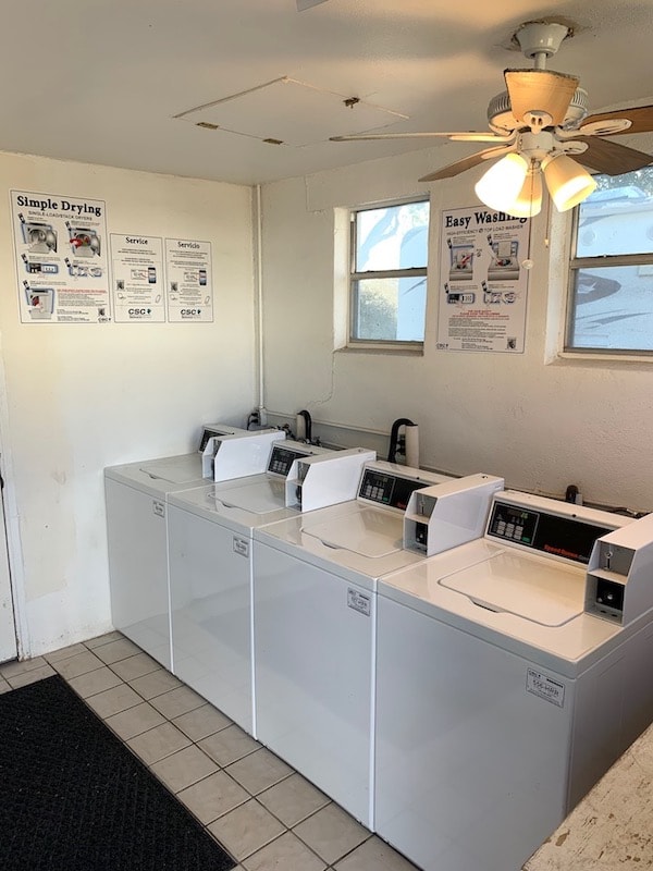 On-site laundry washers at Traveler's Paradise RV Park